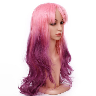 

Long Full Wig with Bangs Ombre Natural Wave Heat Resistant Synthetic Wig Dyeing Color Curly Wavy Cosplay Wigs Costume Dress