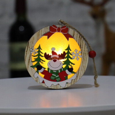 

Gobestart Christmas Decorations Wooden Glowing Scene Decoration Pendant Christmas Gifts