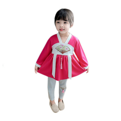 

Autumn Baby Girls Embroidery Pattern Long Sleeve T-shirt Blouse Trousers Casual Outfits New