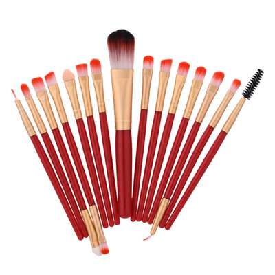 

Drop Shipping Pro 15pcs Beauty Wooden Handle Makeup Brush Set Tools Make-up Toiletry Kit Wool Make Up Brush Set
