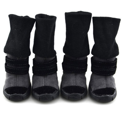 

Thick Fur Pet Shoes Small Dogs Shoes Winter Warm Snow Boots For Teddy Poodle CoffeePinkPurple