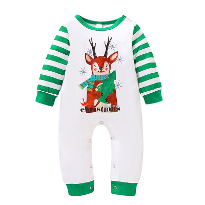 

Casual Christmas Deer Print Romper Infant Long Sleeve Baby Girl Cute Children Bodysuit Jumpsuit Outfits