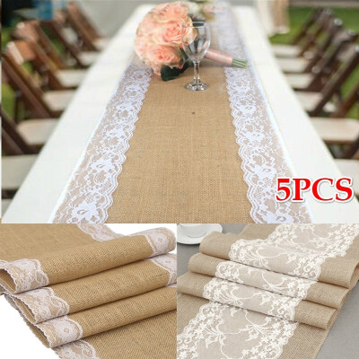 

135PCS 275cmX30cm Vintage Rustic Burlap Hessian Lace Table Runners Wedding Decor