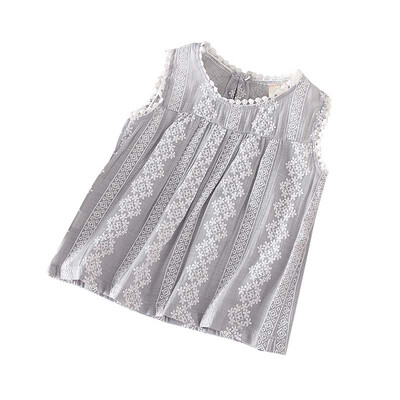 

Sleeveless Shirts Summer Girls Blouses Tops Linen Cotton Lace Casual Baby Girl Shirts for Children Kids Clothing Shirts