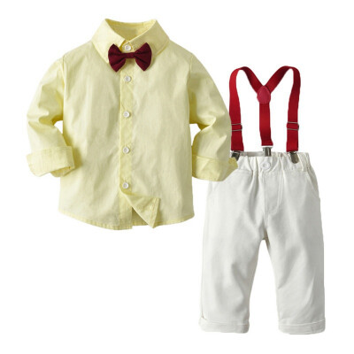

Autumn Toddler Baby Boys Clothing Sets Long Sleeve Bow Tie ShirtLong Pants Formal Gentleman Suits