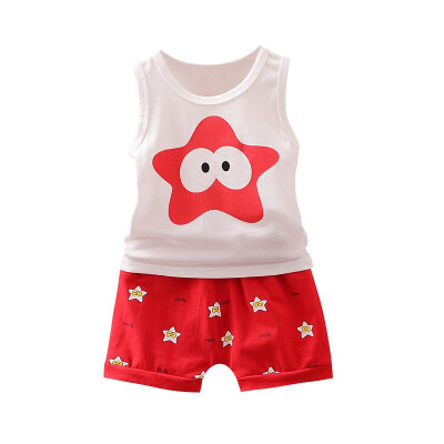 

Summer Baby Girls Sleeveless Print Vest TopsShorts Casual Outfits Sets Cartoon Girls Cute Baby Children Girls Clothes Sets