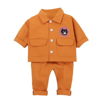 

2Pcs Autumn New Baby Boys Girls Long Sleeve Cartoon Cat Sweatshirt OuterwearPants Trouser Costume Set Baby Clothes Set