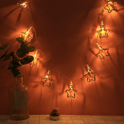 

Tailored Curtain Pentagram Lights String House Party Decor Striking With 10 LED Beads