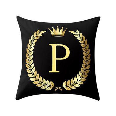 

〖Follure〗Pillow Cover Black&Gold Letter Pillowcase Sofa Cushion Cover Home Decor