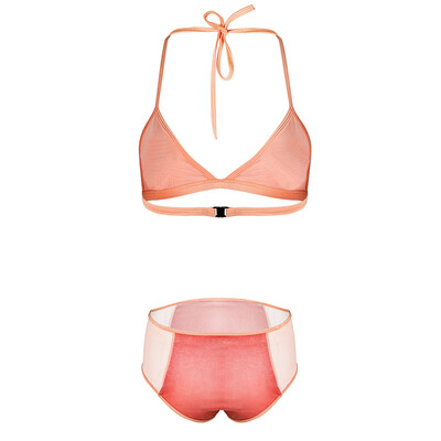 

Sexy Women Bikini Set Heart Pattern Halter Bra High Waist Bottom Beach Swimwear Swimsuit Bathing Suit Orange