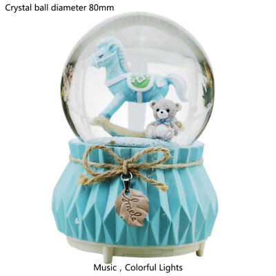 

Music Box Horse Elk Color Change Light Luminous Home Decor Ornament Birthday Gift For Kids Girls Crystal ball music box