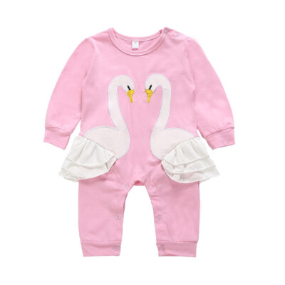 

New Spring Autumn Baby Rompers Cute Cartoon Swan Infant Girl Jumpers Kids Baby Outfits Clothes