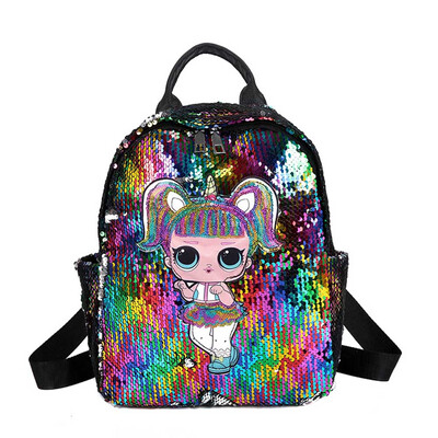 

Fashion Sequin Pu Shoulder Bag Children Bag School Backpacks