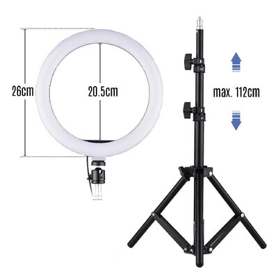 

Andoer 10 Inch LED Video Ring Light Photography Lamp 3 Lighting Modes 3200-5600K Dimmable USB Powered with Phone Holder Ballhead A