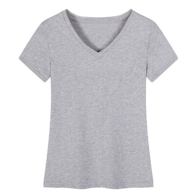 

Casual Women Solid Color V Neck Short Sleeve T-Shirt Summer Slim Fit Basic Top