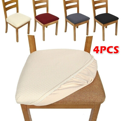 

4pcs Removable Stretch Chair Seat Covers Elastic Chair Hood Seat Dining Room Wedding Chair Decor Washable Slipcover