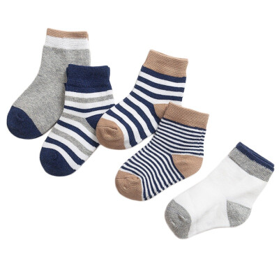 

5 PairsSets Boys Girls Cute Cartoon Stripe Pattern Cotton Socks Childrens Kids Novelty Design