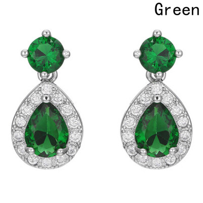 

Jewelry Design New Long Teardrop Shaped With Green Crystal Earrings Rhinestone Earrings