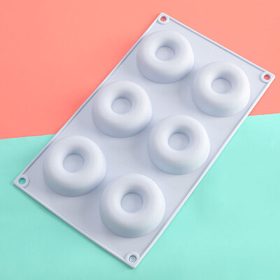 

6-Cavity Eco-Friendly Baking Nonstick Heat Resistant Silicone Donut Mould Durable Doughnut Making Silicone Mould