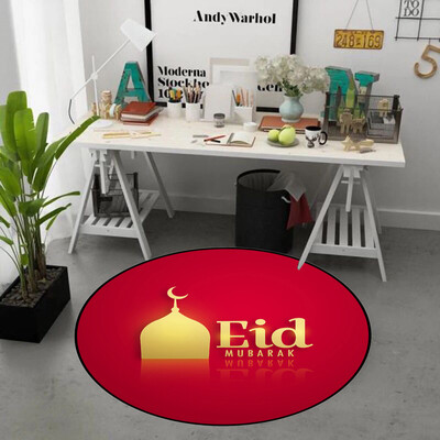 

Gobestart Home Decor Circle Area with Star&Moon Ramadan Design Round Area Rug Carpet