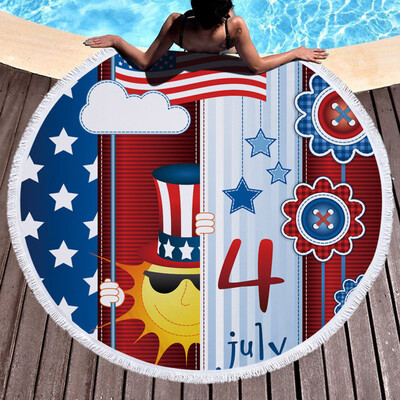 

Gobestart Independence Day Round Beach Pool Home Shower Towel Blanket Table Cloth Yoga Mat