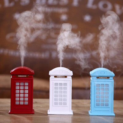 

Creative retro phone booth humidifier mini silent night light usb office air purification sprayer blue