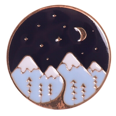 

Free Shipping New Cute Moon Star Sky Snow Mountain Metal Enamel Brooch Pin Fashion Jewelry Wholesale