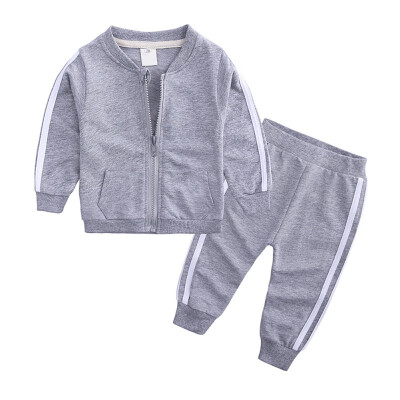 

Autumn Baby Boy Girl Long Sleeve Stripe Print Sweatshirt CoatPants Trouser Costume Set