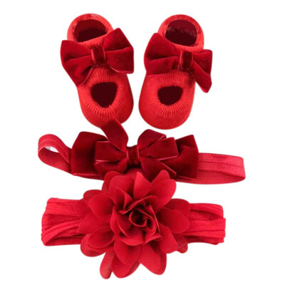 

3PCS Newborn Baby Socks Gift Boxed Bow Hairband Flowers Cute Baby Girl Socks Crown Christmas Birthday Gift Princess Socks