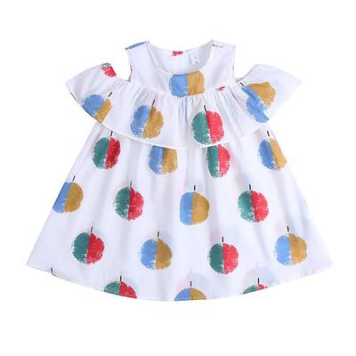 

New Girls Dress Polka Dot Bow Cotton Party Birthday Kids Clothing Sweet Korea Style Off-shoulder Kids Toddler Baby Girl Dresses