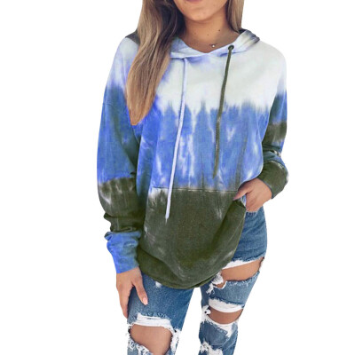 

Gradient Printed Hooded Long Sleeve Plus Velvet Sweatshirts