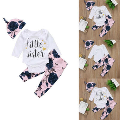 

3PCS Newborn Infant Baby Girls Romper Tops Floral Pants Outfits Clothes Set AU