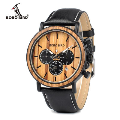 

BOBOBIRD P09-1 Men Quartz Watch Wooden Band Fashion Multifunction Wristwatch Chronograph Calendar Date Week Display Watches