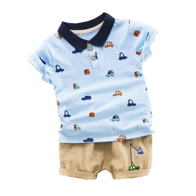 

Summer Baby Boys Clothes Casual Short Sleeve Cartoon Car Print Tops T-shirtShorts Kid Clothes Sets