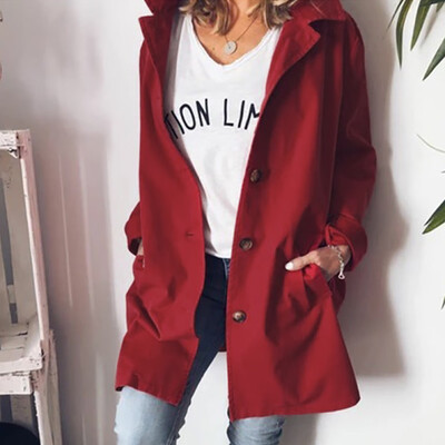

Toponeto Womens Ladies Cardigan Solid Long Sleeve Pocket Coat Outerwear Trench Coat
