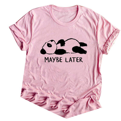 

Cute Cartoon Panda Letter Print Women Plus Size Summer T-Shirt Short Sleeve Top