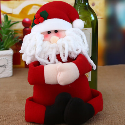 

Tailored Christmas Wine Bottle Cover Clothes Xmas Santa Snowman Table Bottle Decor Party