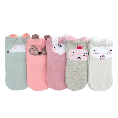 

5 Pair Autumn Baby Girl Boy Kids Warm Socks Cute Cartoon Printed Soft Cotton Stocks