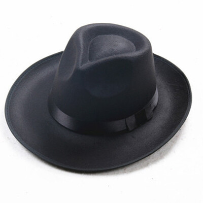 

Vintage Unisex Women Men Woolen Felt Wide Brim Fedoras Hat Pork Pie Hat Jazz Cap