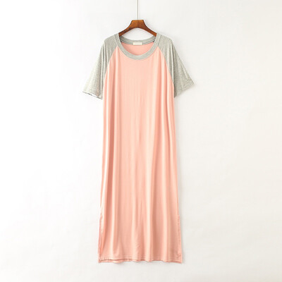

Women Patchwork Nightdress Loose Short-sleeved Dress Modal Nightgowns Ladies Pajamas