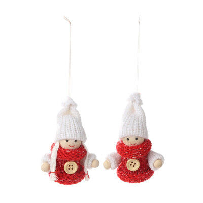 

1 Pair Christmas Pendants Wood Dolls With Knitted Hat And Cloth Decorative Hanging Ornaments Home Decorations Adornos De Navidad