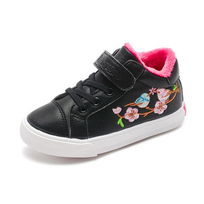

chunchuntu 2018 Winter Toddler Black Pu Leather Shoe Children Fashion Casual Trainer Baby Girl Brand Sport Sneaker 7003