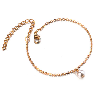 

Plain Chain Anklets For Women Elegant Imitation Pearl Charm Ankle Bracelet fascinating