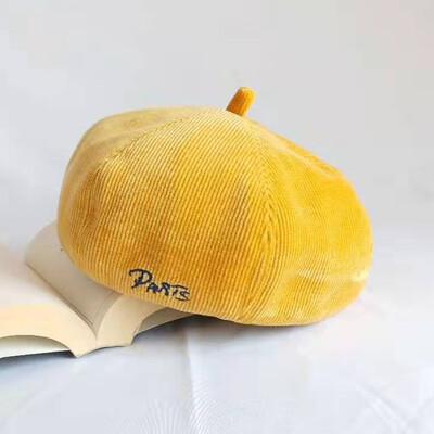 

Beret Female Korean Version of Baitao Corduroy Letter Pumpkin Cap in Autumn&Winter
