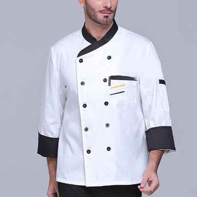 

Restaurant Hotel Women Mens Chef Long Sleeve Coat Jacket Uniform Cook Waiter