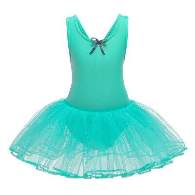 

Ballerina Party Costume Kids Bow-knot Decoration Dress Girls Dancewear Concise Gymnastic Ballet Sleeveless Leotard Tutu Dresses