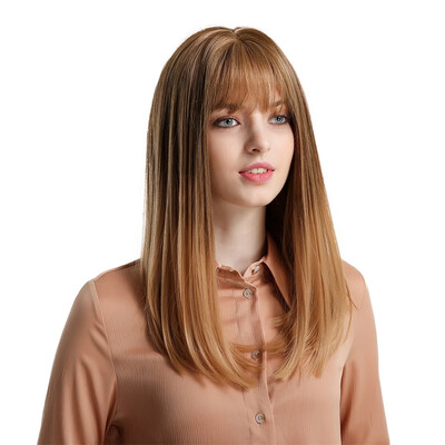

Gobestart Women Fashion High Temperature Silk Synthetic Long Brown Hair Wig