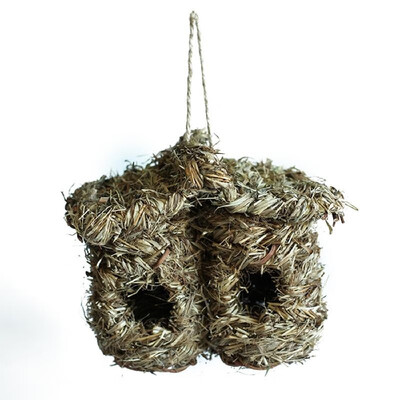 

Grass Bird Nest Bird Hut Cage House Breeding Cave Woven Hanging Birdhouses for Parrot Canary Cockatiel Resting Place