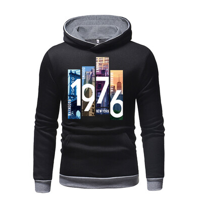 

Toponeto Mens Long Sleeve Hooded Solid Color Print Autumn Sweater Turtleneck Sweater