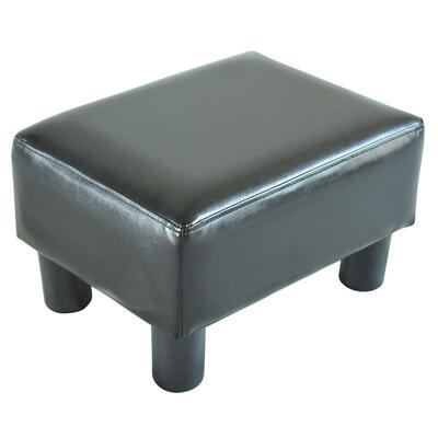 

Modern Small Faux Leather Ottoman Footrest Stool - Black